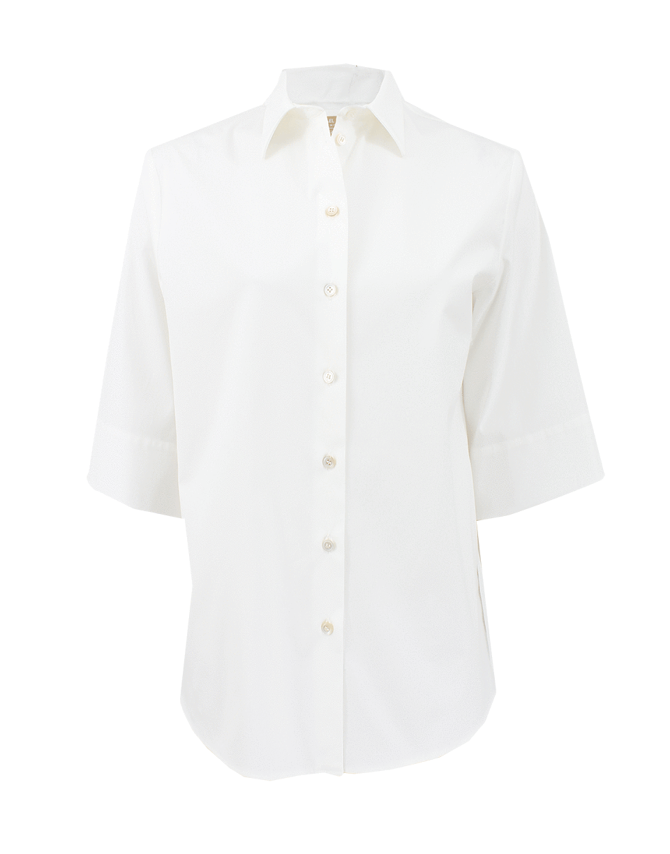 MICHAEL KORS-Three-Quarter Sleeve Poplin Boyfriend Shirt-