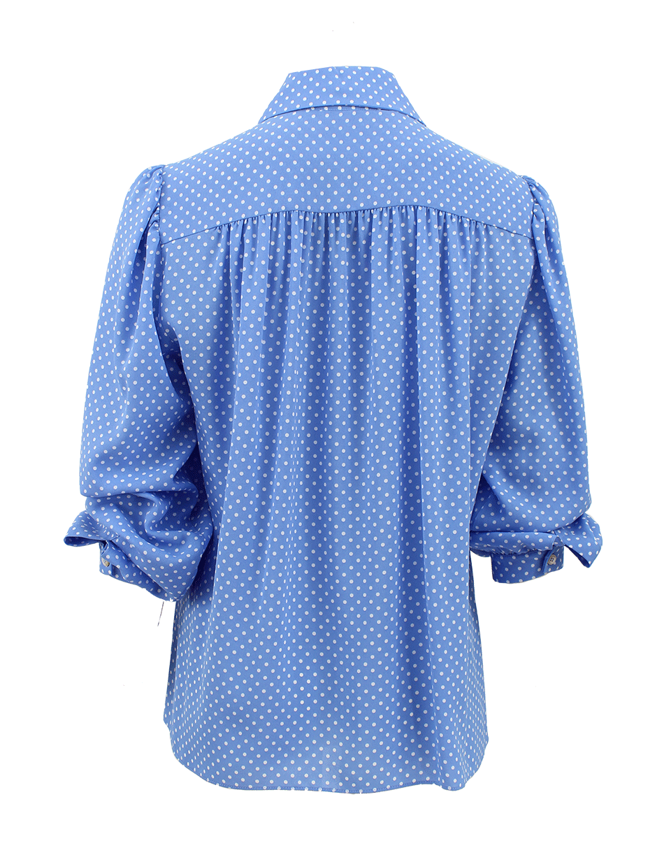 MICHAEL KORS-Wide Lapel Gathered Dot Blouse-