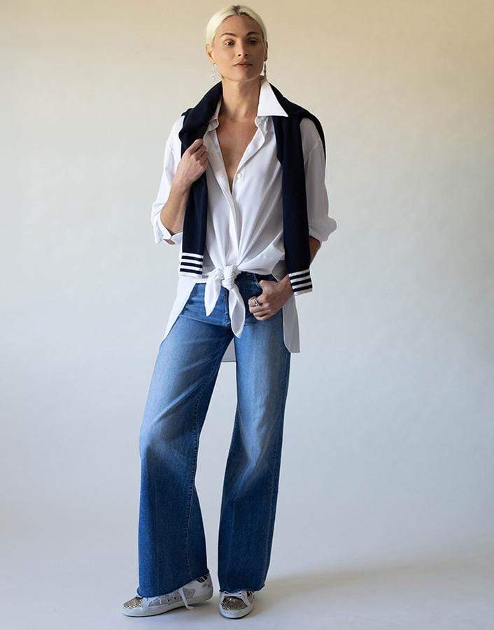 MICHAEL KORS-Tie Front Shirt-WHITE