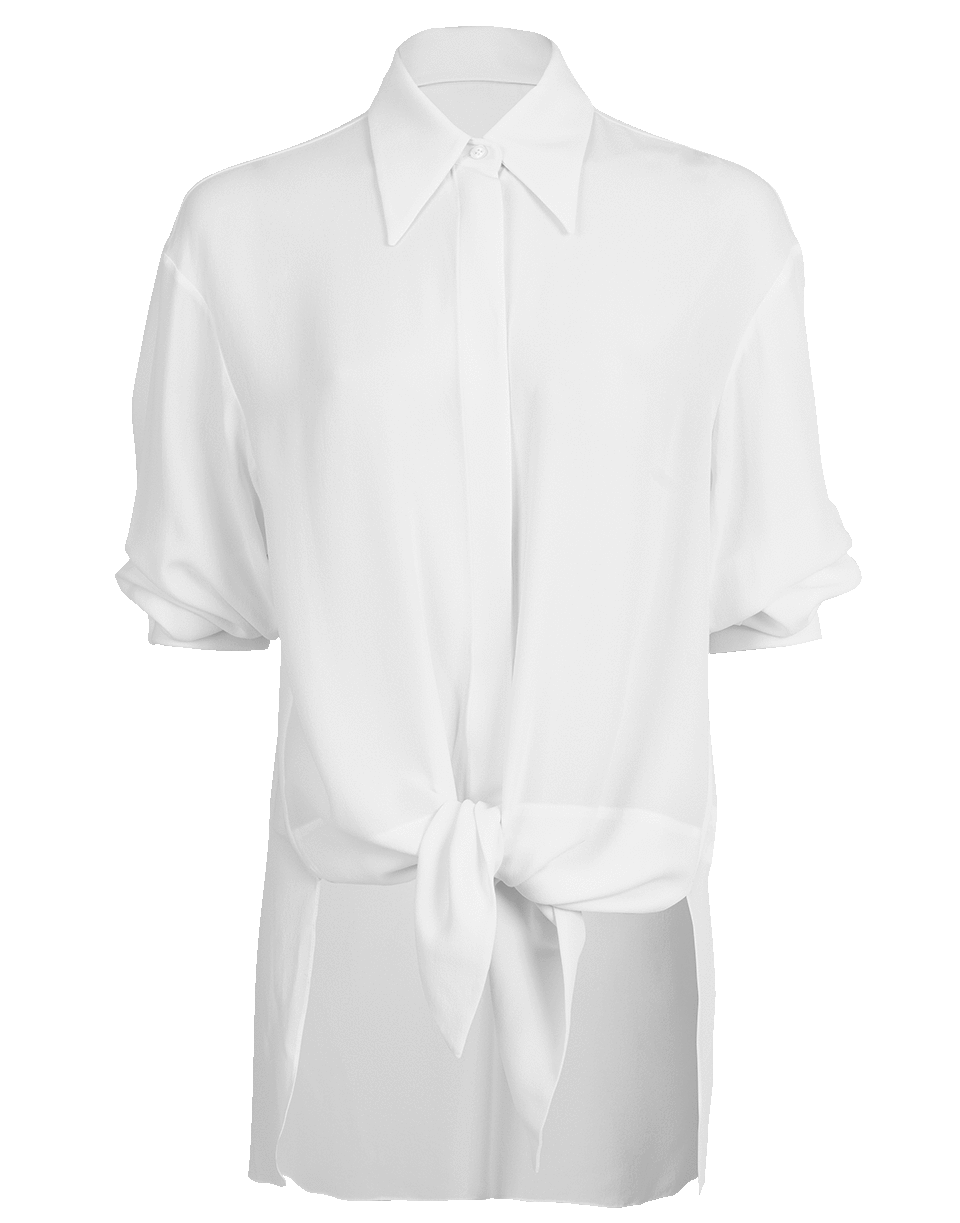 MICHAEL KORS-Tie Front Shirt-WHITE