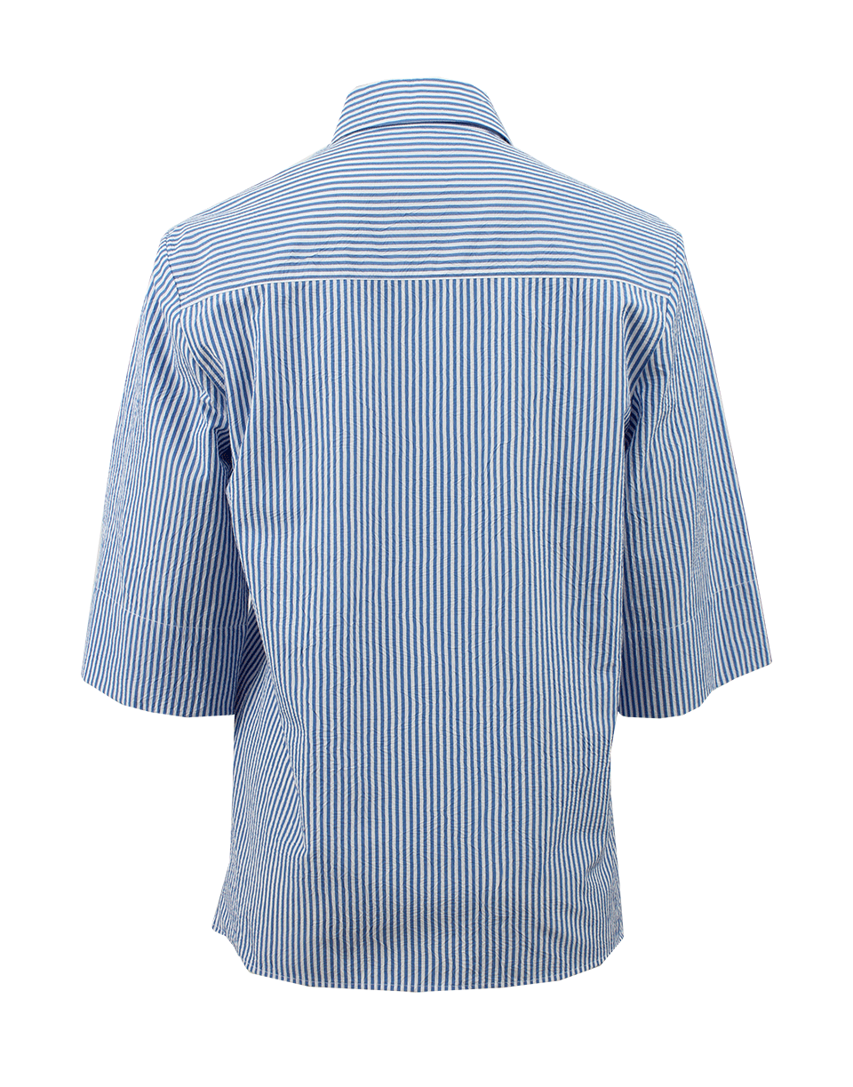 MICHAEL KORS-Three-Quarter Sleeve Striped Boyfriend Shirt-