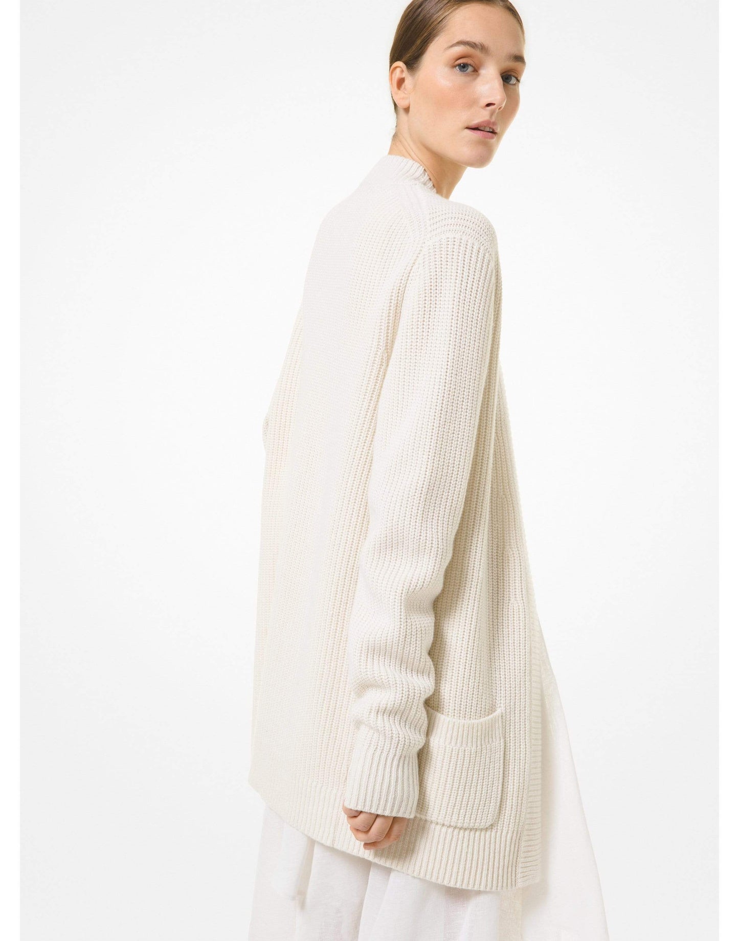 MICHAEL KORS-Cashmere and Linen Blend Shaker Cardigan-