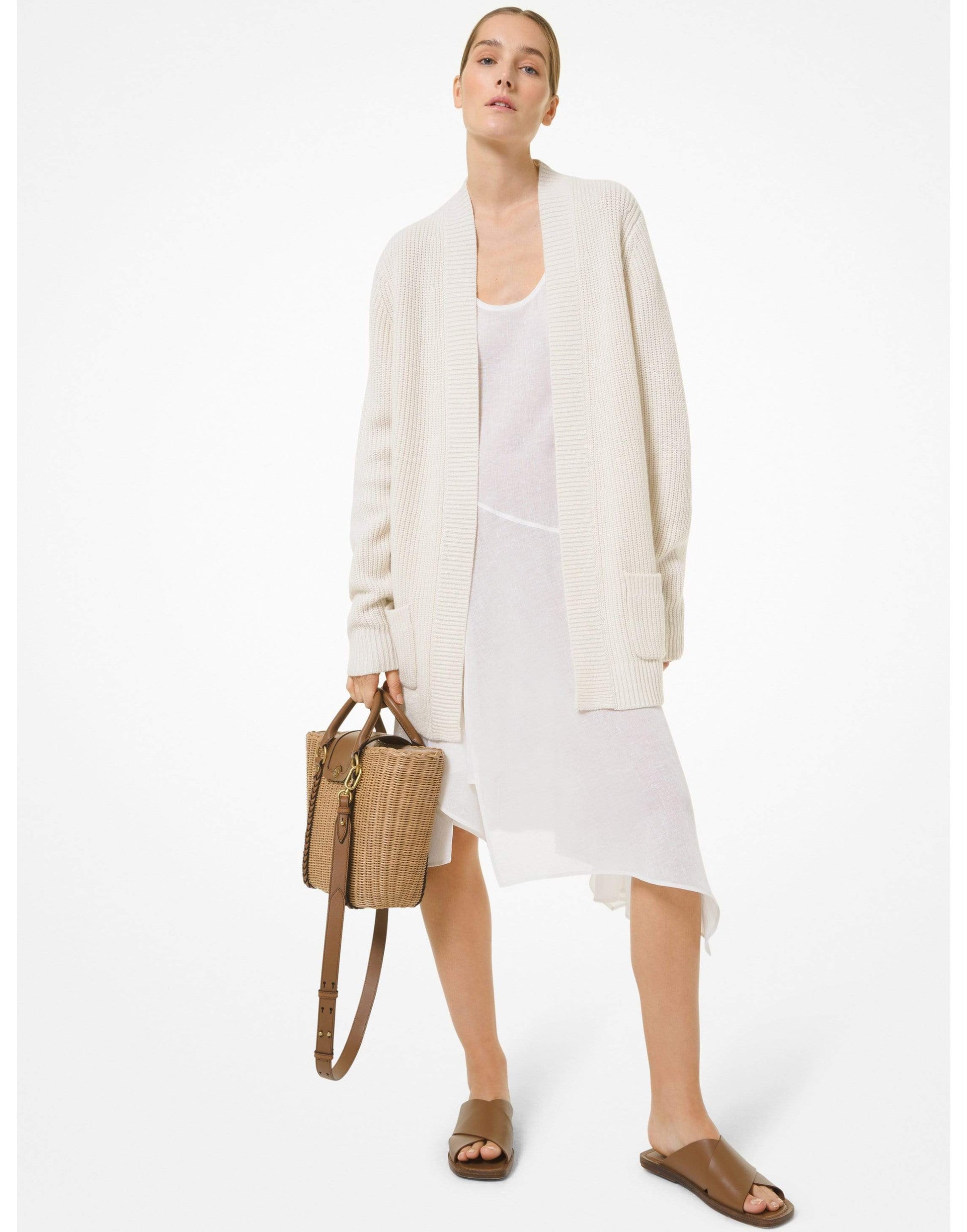 MICHAEL KORS-Cashmere and Linen Blend Shaker Cardigan-