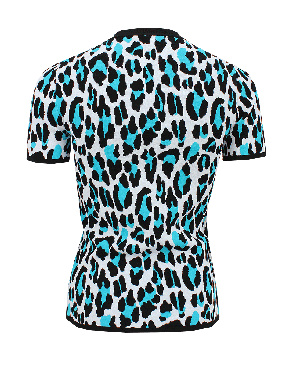 MICHAEL KORS-Short Sleeve Leopard Crew Top-