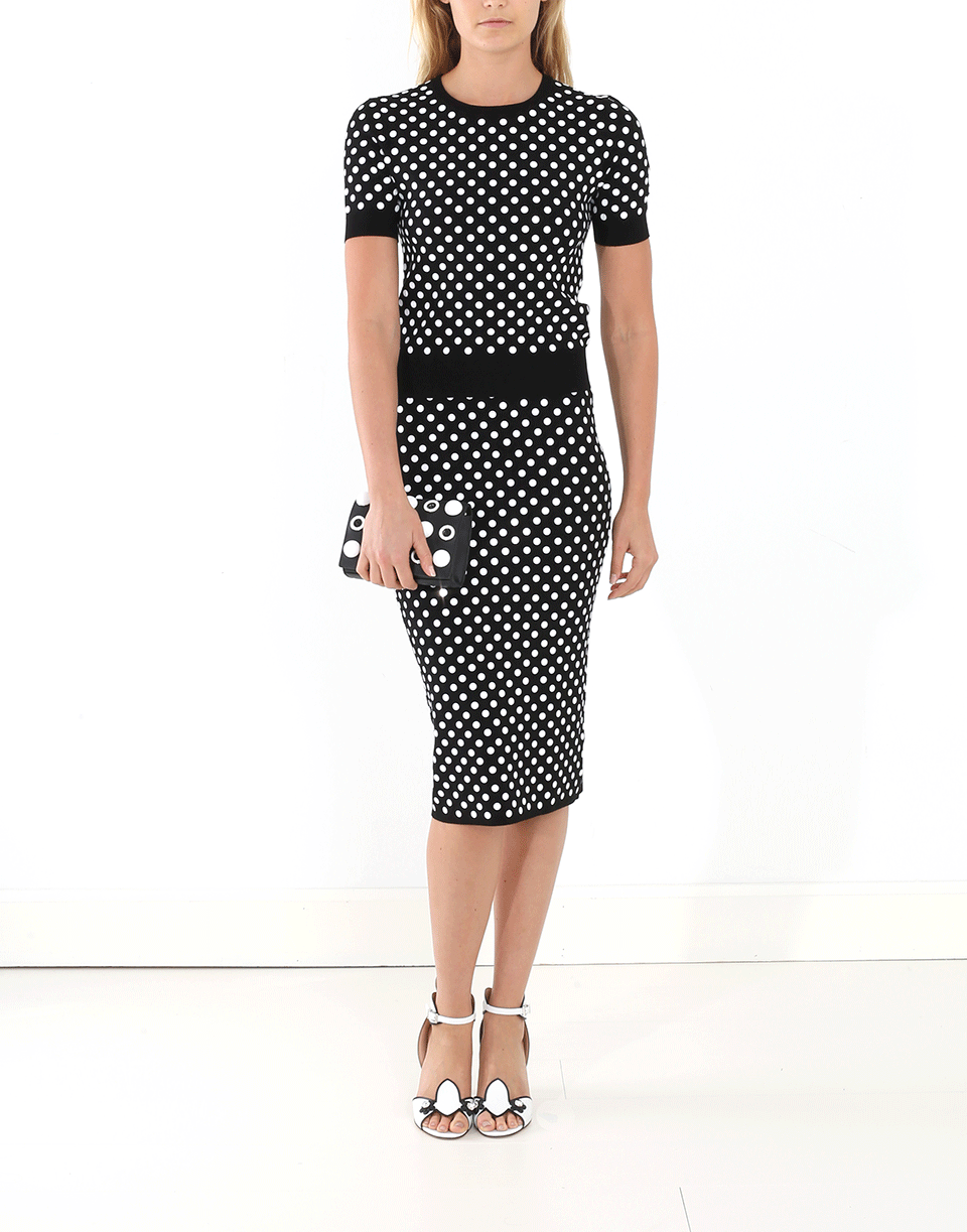 MICHAEL KORS-Embroidered Polka Dot Knit Top-