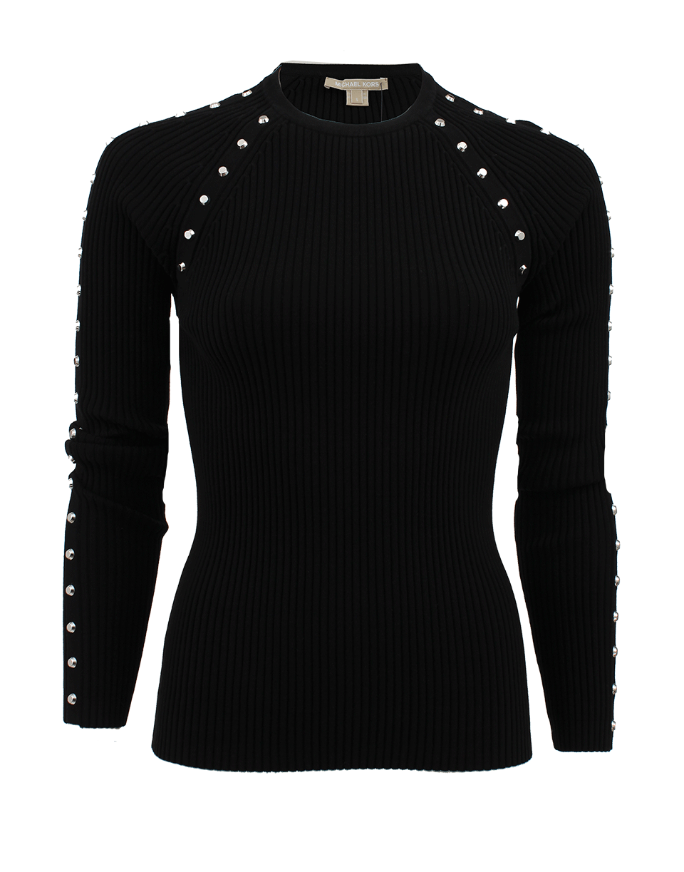 MICHAEL KORS-Long Sleeve Studded Raglan Crew-