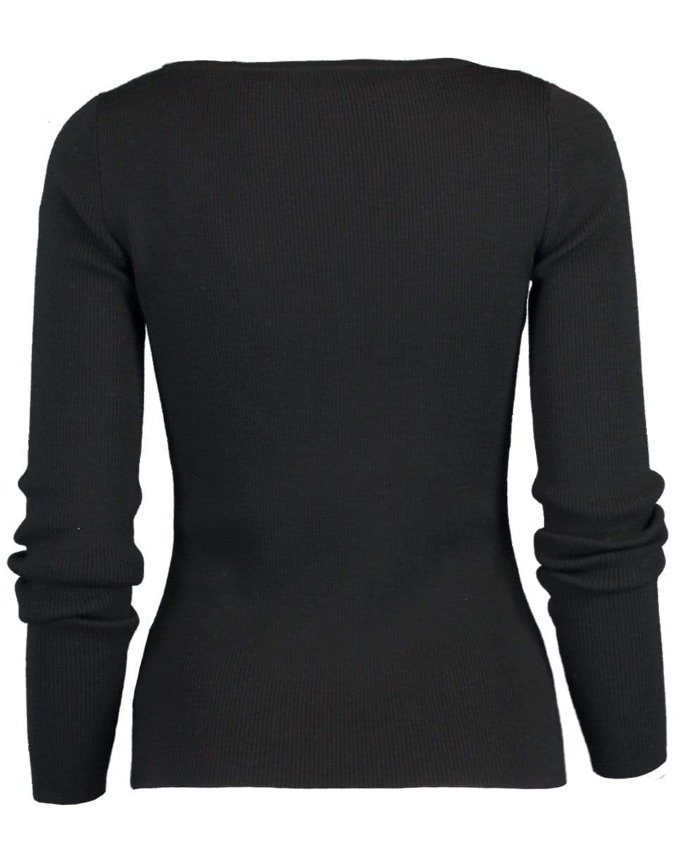 MICHAEL KORS-Black Long Sleeve Scoopneck Pullover-BLACK