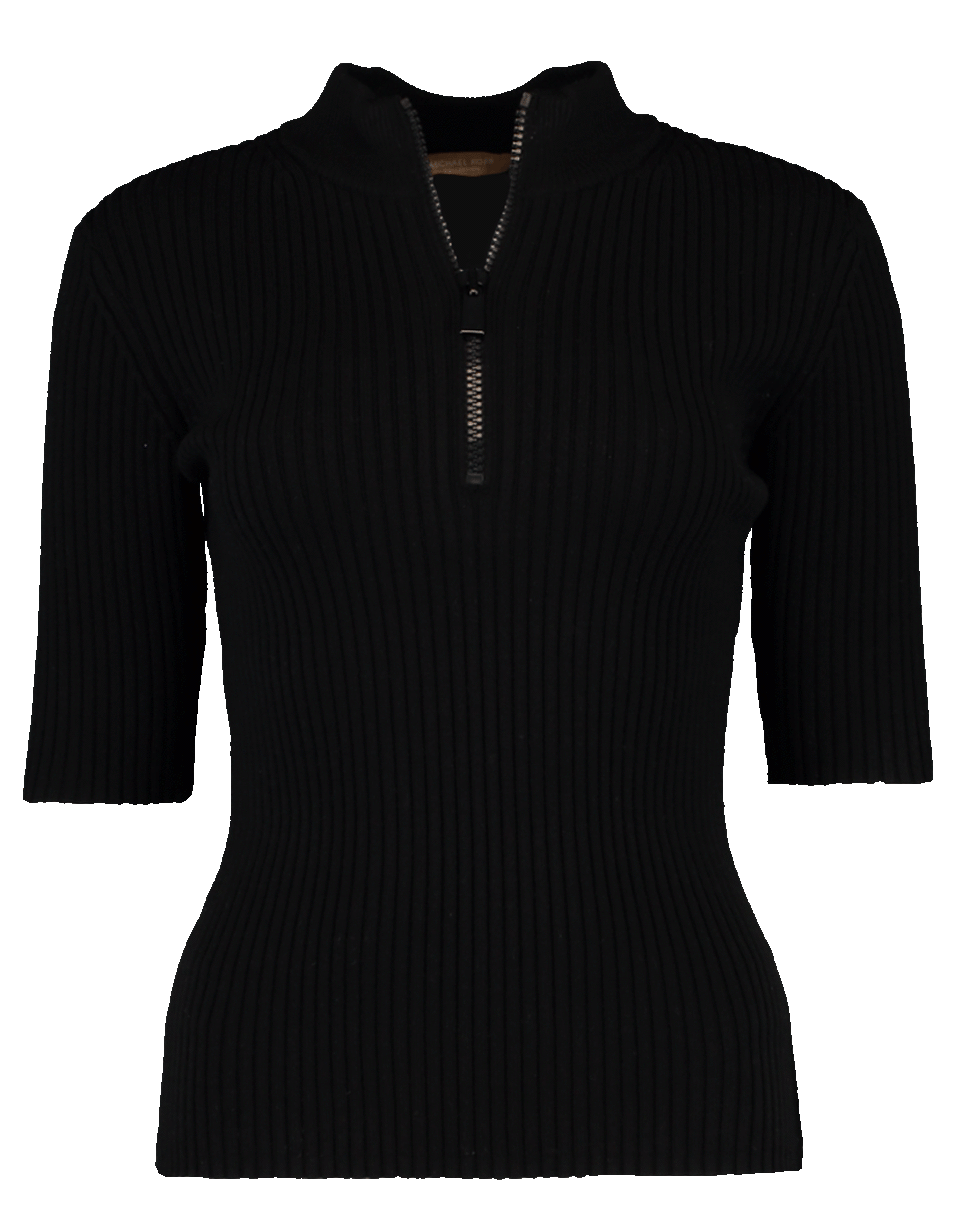 MICHAEL KORS-Zip Front Mock Neck Top-