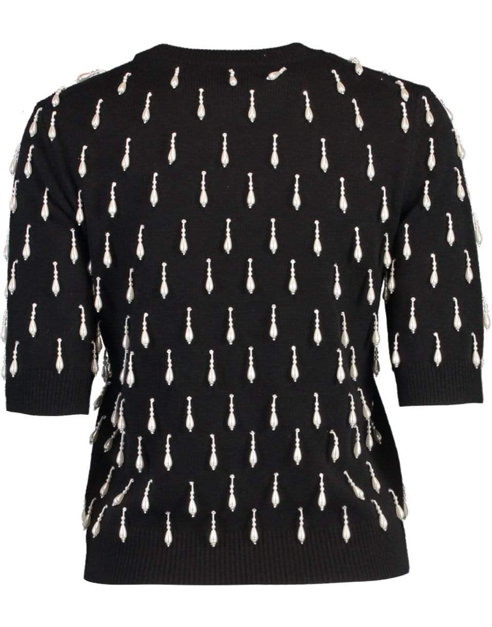 MICHAEL KORS-Black Cashmere Pearl Embellished Pullover-