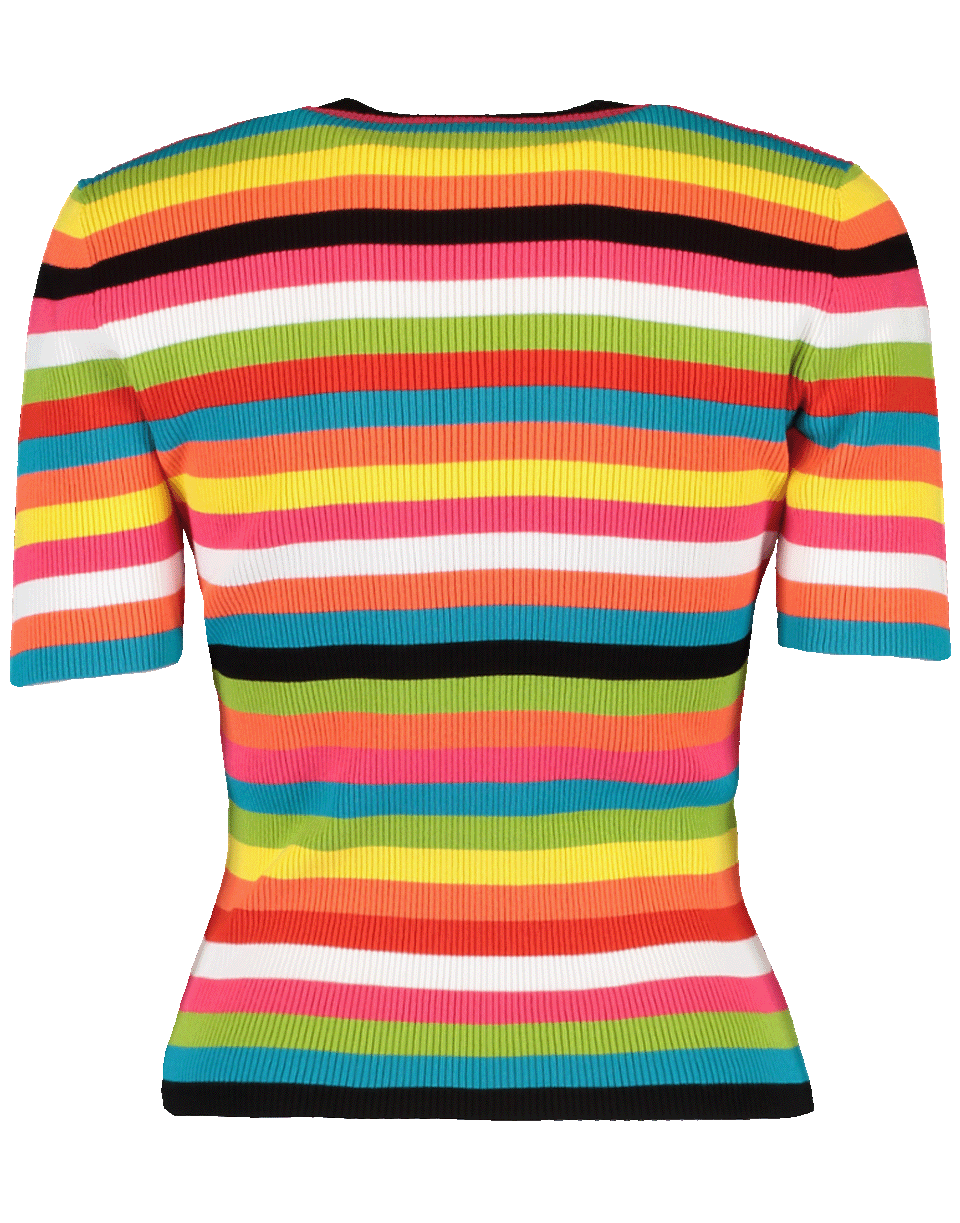 MICHAEL KORS-Striped Ribbed Crewneck Knit Top-