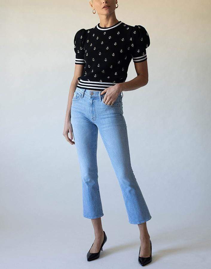 MICHAEL KORS-Anchor Embellished Puff Sleeve Top-