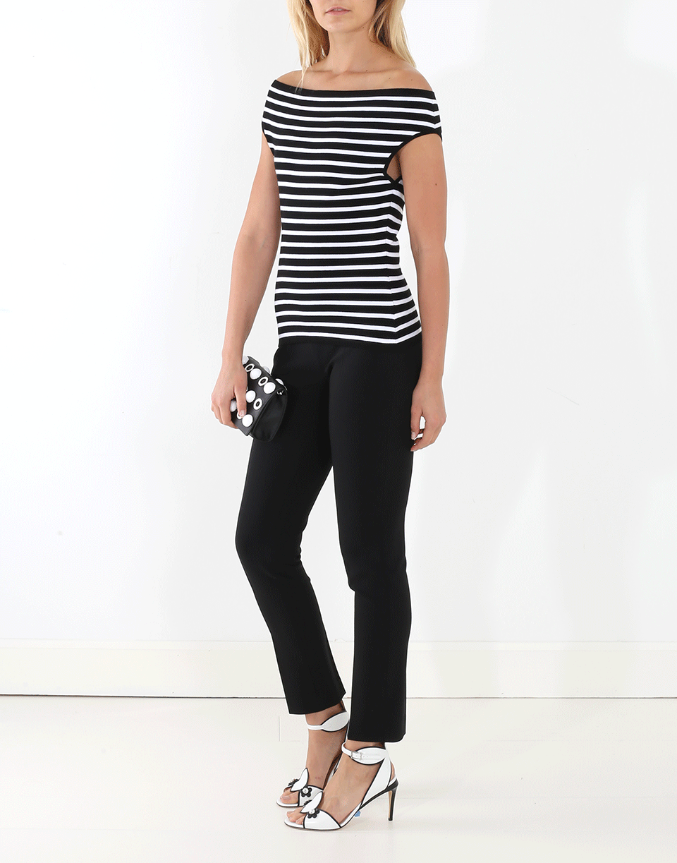 MICHAEL KORS-Striped Off The Shoulder Knit Top-