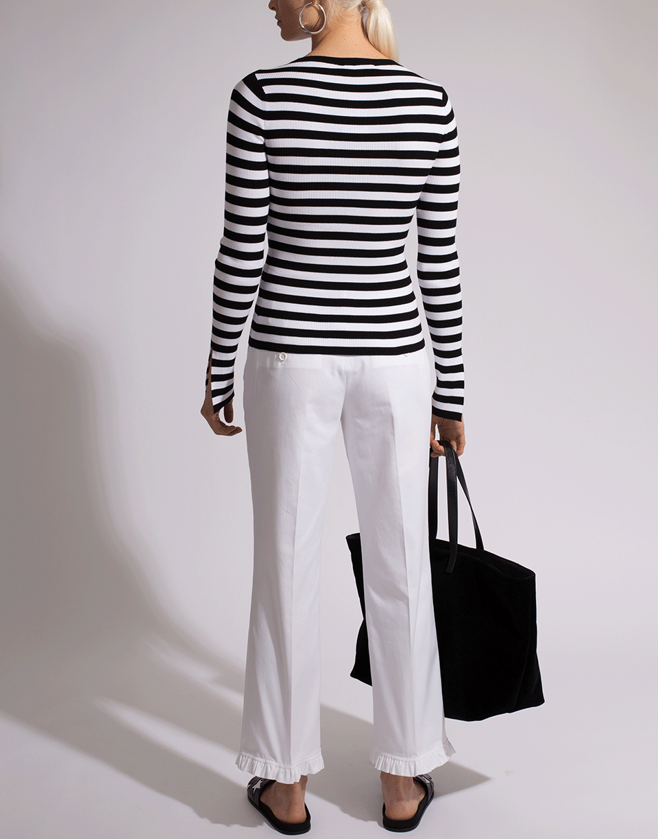 MICHAEL KORS-Slit Sleeve Striped Top-