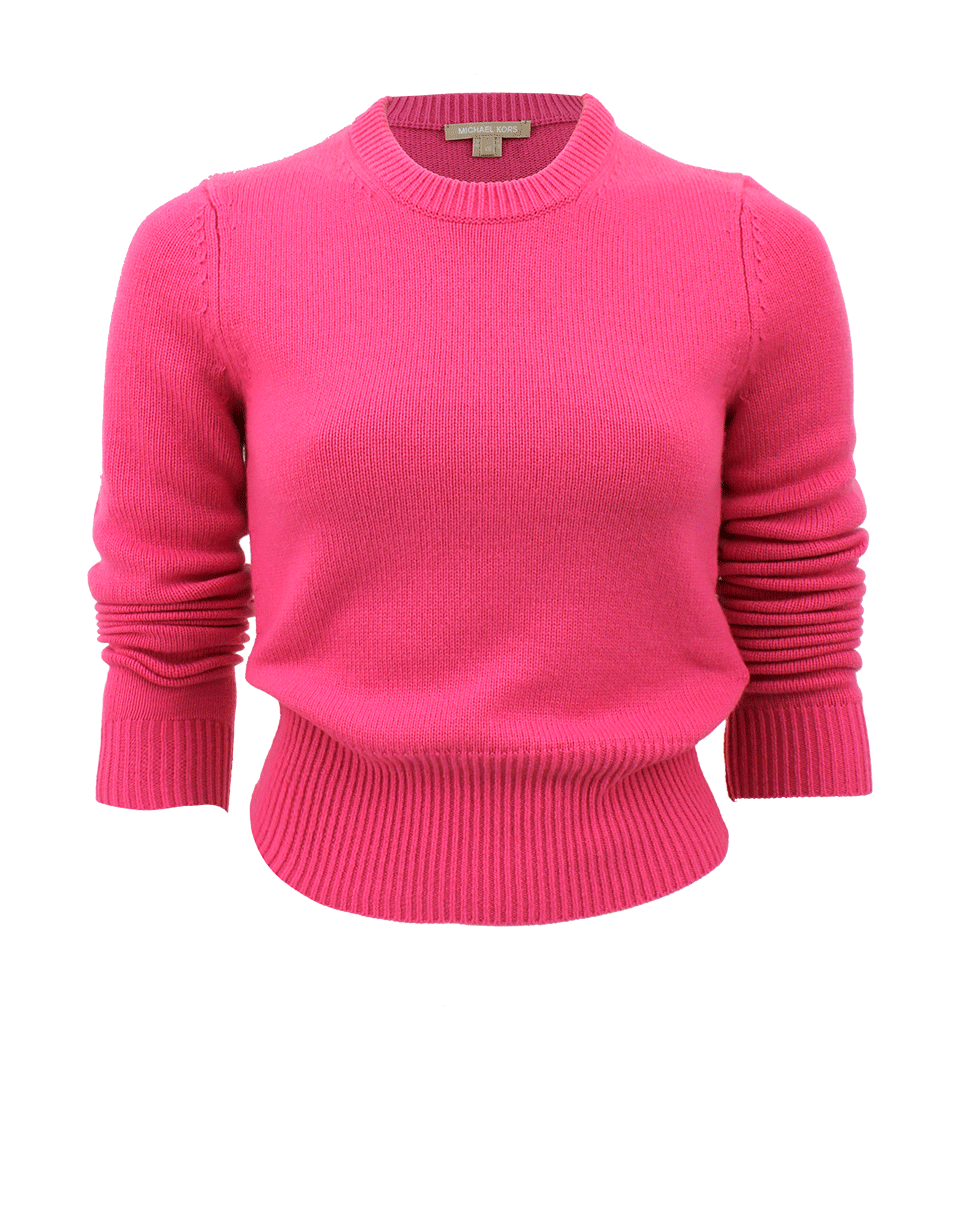MICHAEL KORS-Long Sleeve Cropped Cashmere Crew-CARNATIN
