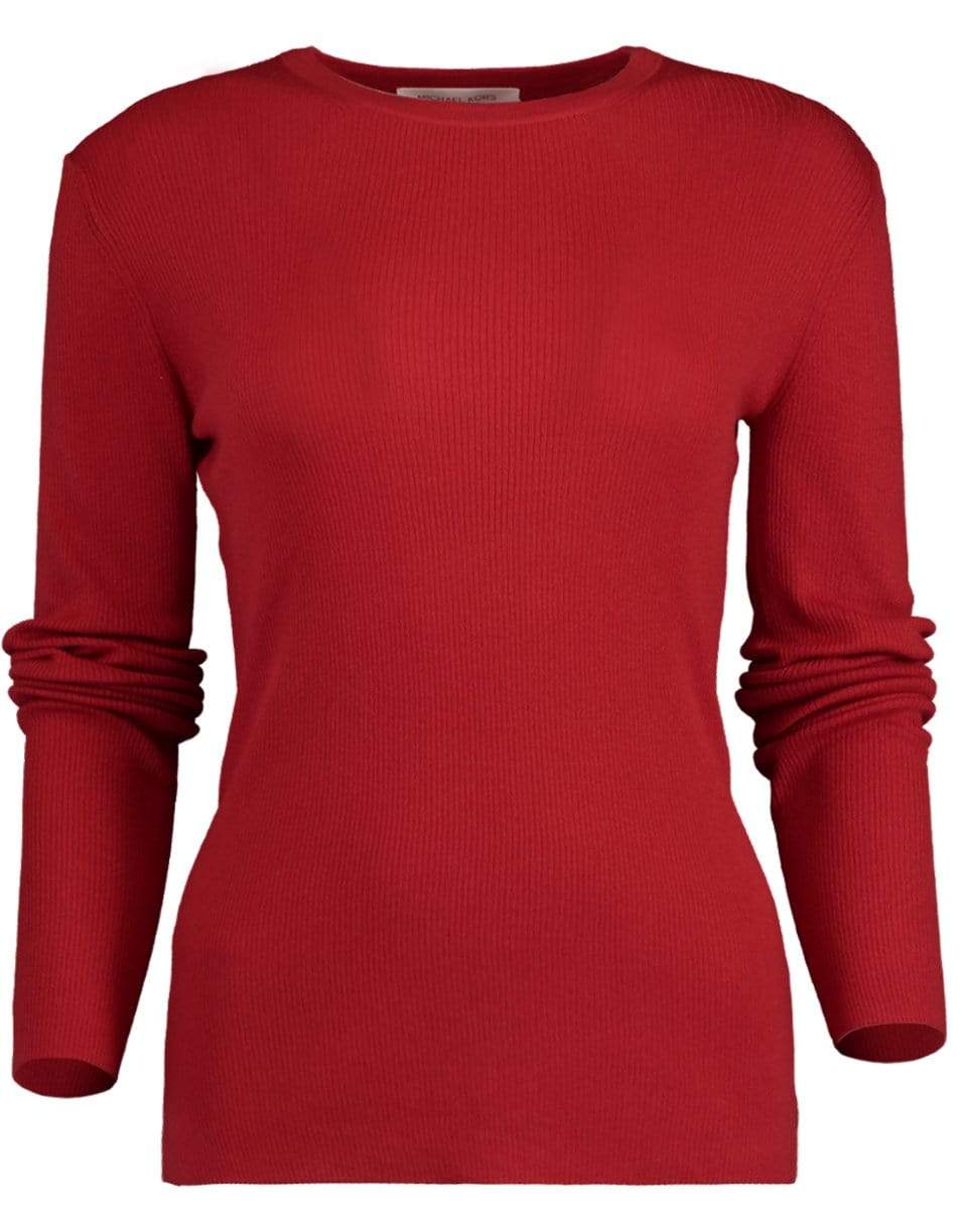 MICHAEL KORS-Crimson Featherweight Cashmere Top-