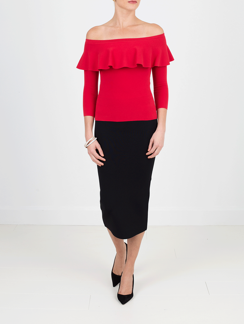 MICHAEL KORS-Ruffle Shoulder Top-