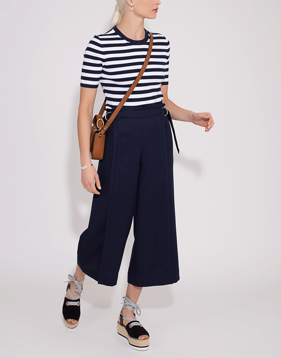 MICHAEL KORS-Ribbed Crewneck Knit Top-