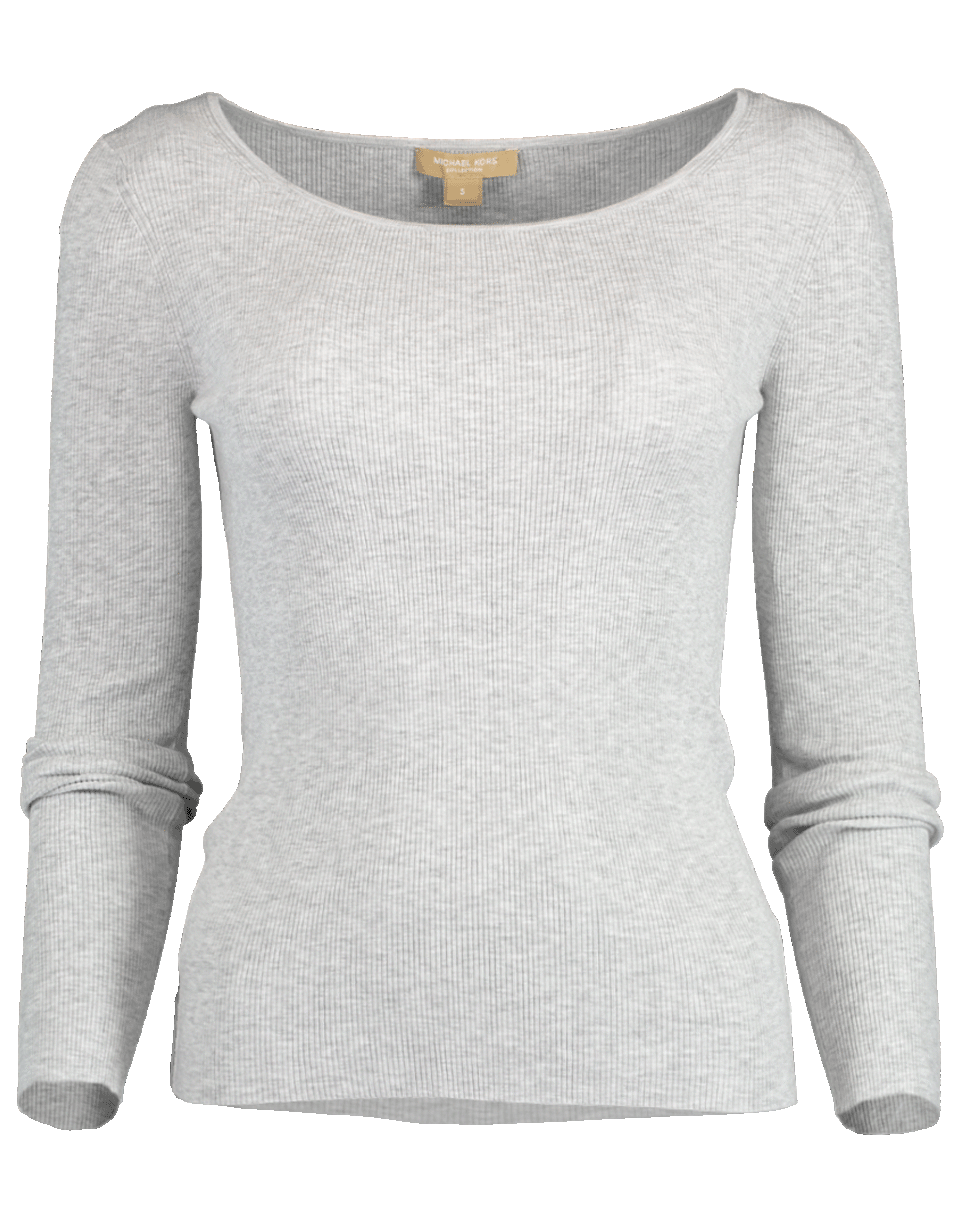 MICHAEL KORS-Open Neck Ribbed Top-