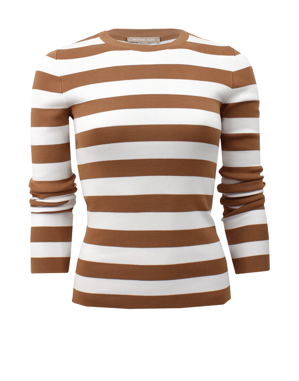 MICHAEL KORS-Striped Long Sleeve Crew-