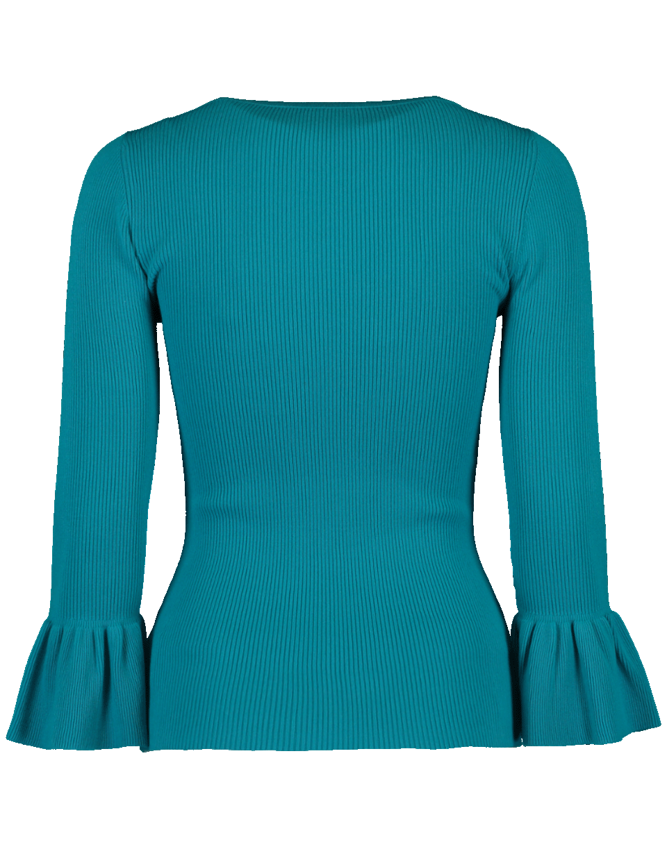 MICHAEL KORS-Ruffle Cuff Ribbed Top-