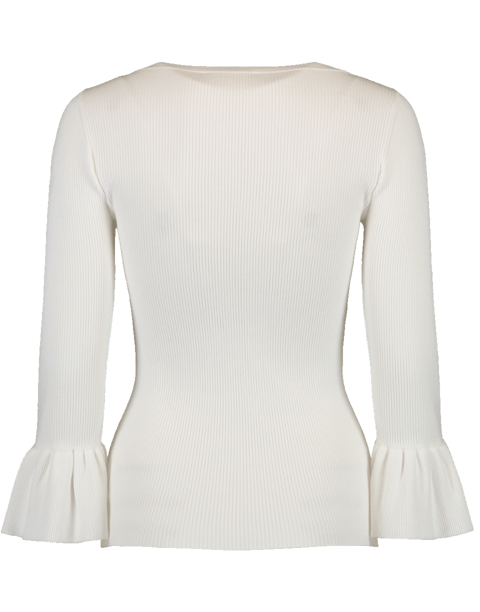 MICHAEL KORS-Ruffle Cuff Ribbed Top-