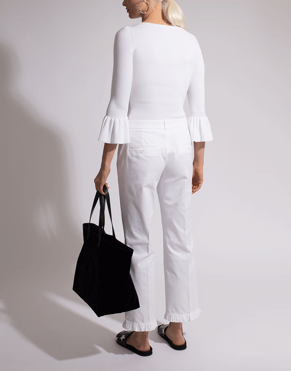 MICHAEL KORS-Ruffle Cuff Ribbed Top-