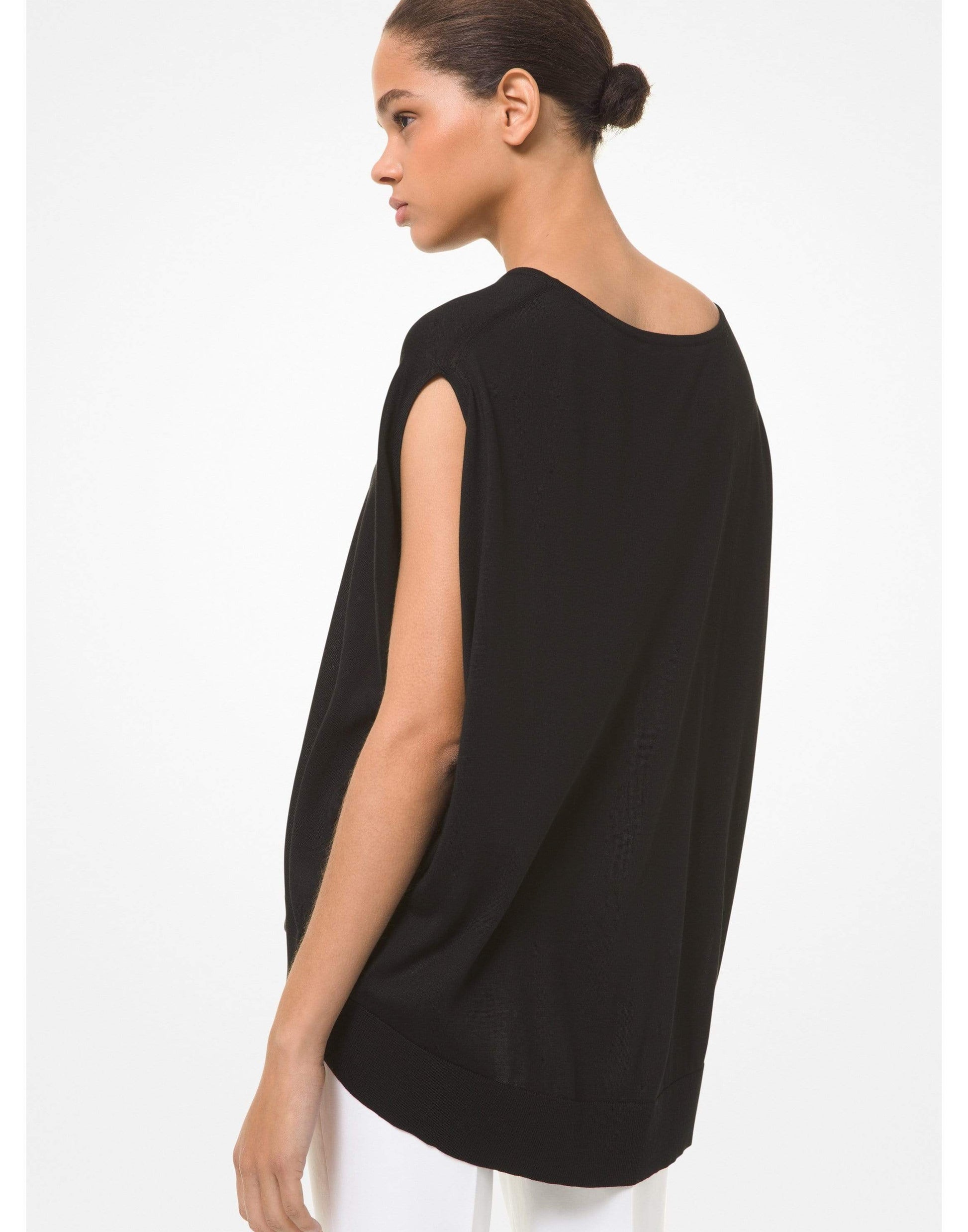MICHAEL KORS-Silk Blend Open Neck Doman Shirt-