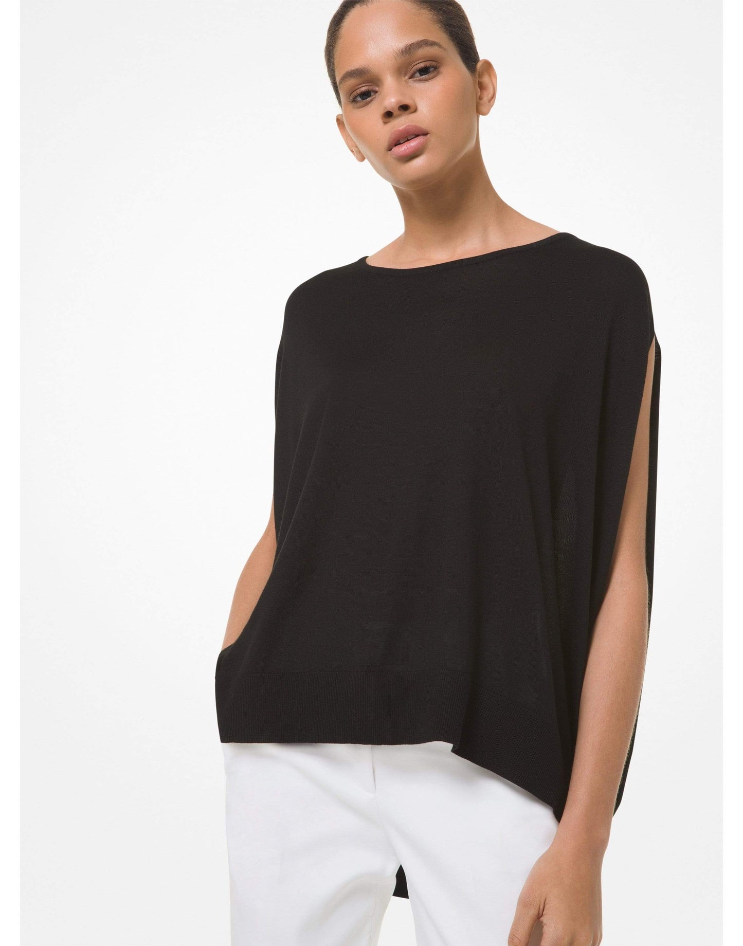 MICHAEL KORS-Silk Blend Open Neck Doman Shirt-