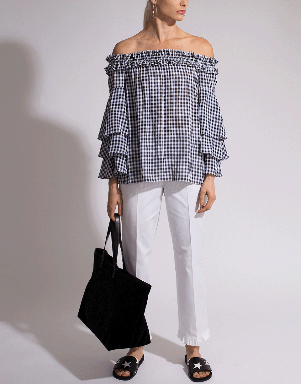 MICHAEL KORS-Off Shoulder Tiered Sleeve Top-