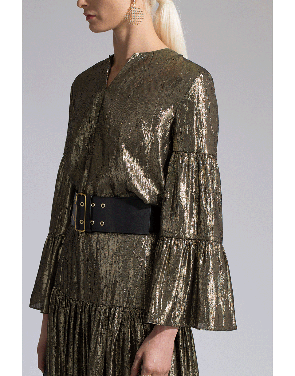 MICHAEL KORS-Crush Lamé Peasant Top-