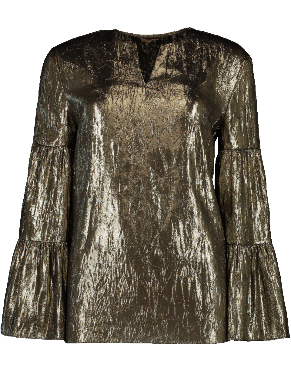 MICHAEL KORS-Crush Lamé Peasant Top-