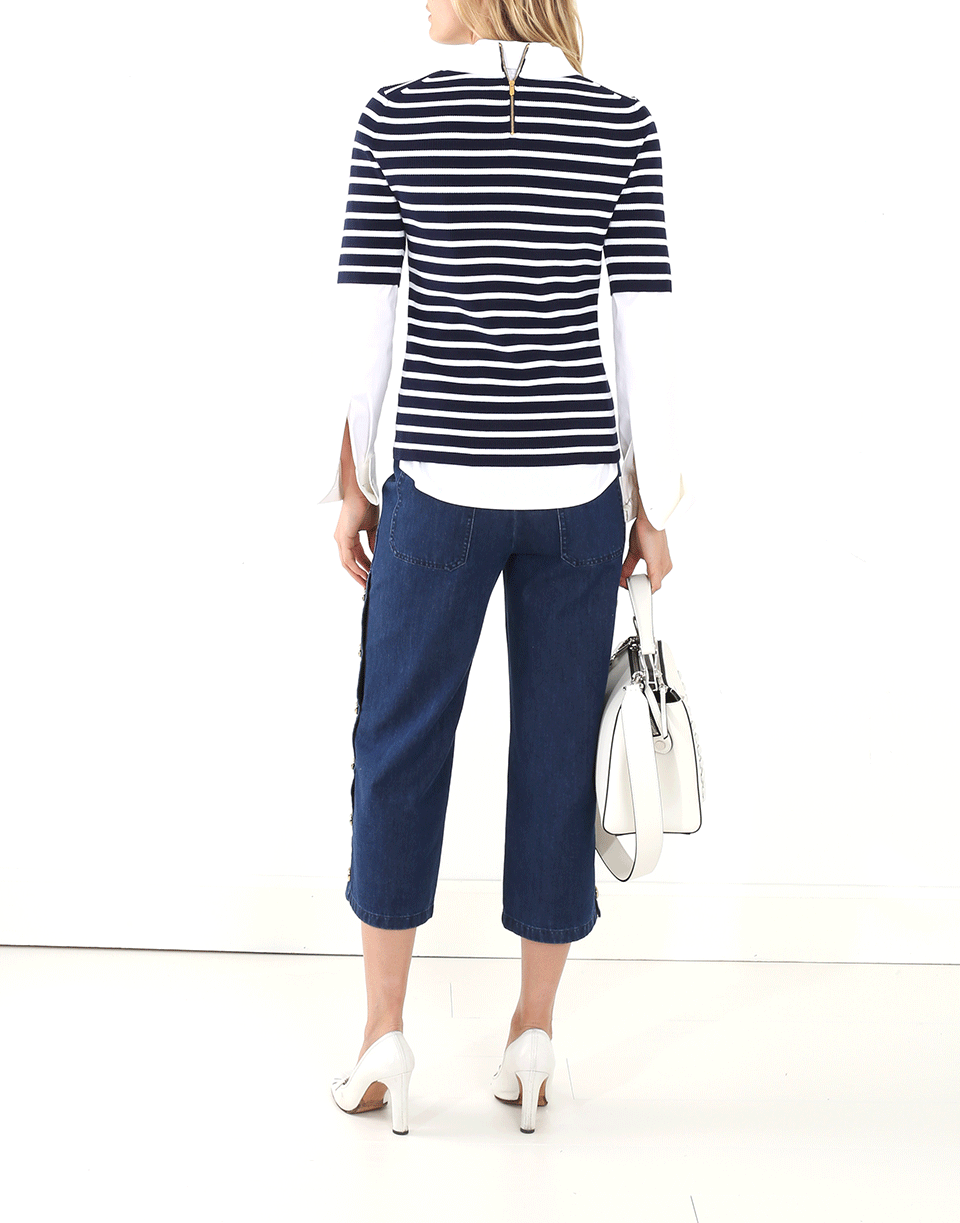 MICHAEL KORS-Striped Polo Top-