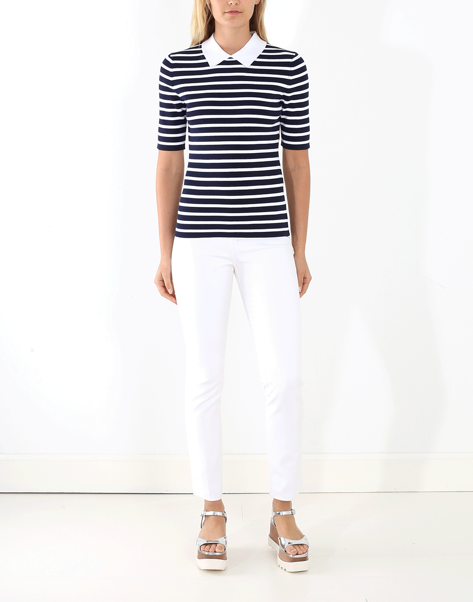 MICHAEL KORS-Striped Polo Top-