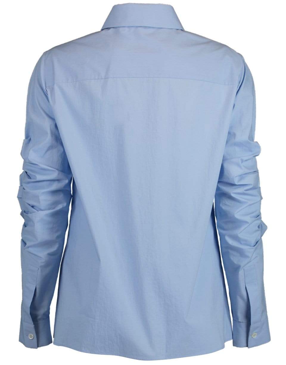 MICHAEL KORS-Ruched Sleeve Button Down Shirt-