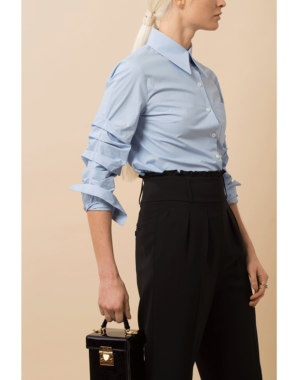 MICHAEL KORS-Ruched Sleeve Button Down Shirt-