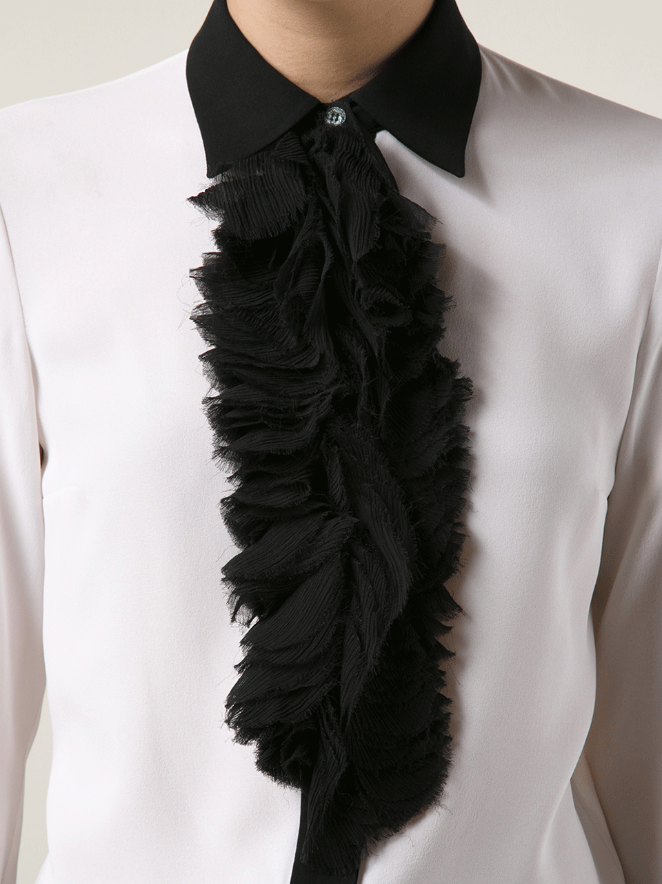 MICHAEL KORS-Chiffon Ruffle Front Top-WHITE