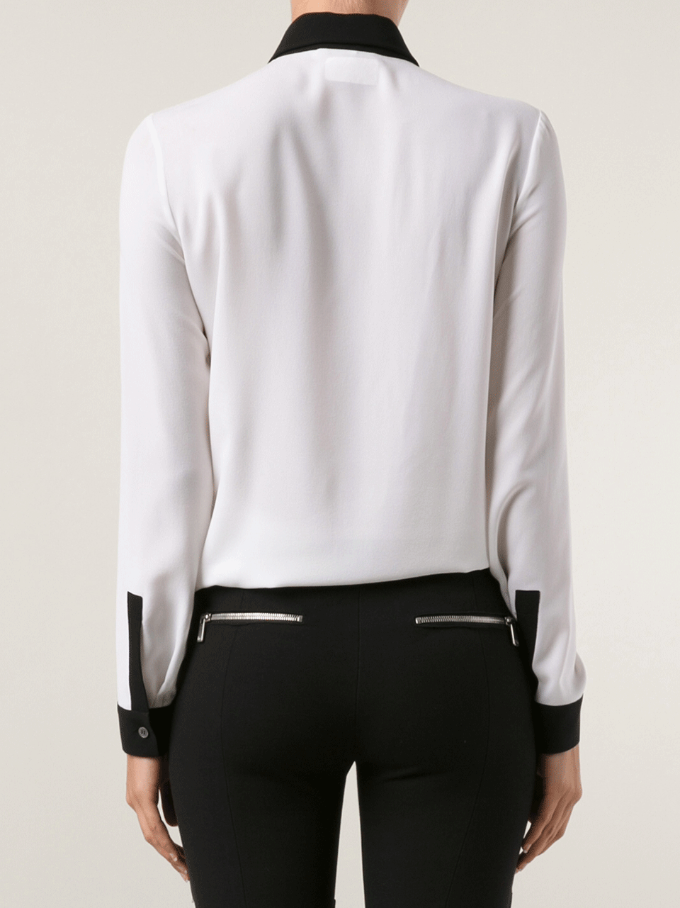 MICHAEL KORS-Chiffon Ruffle Front Top-WHITE