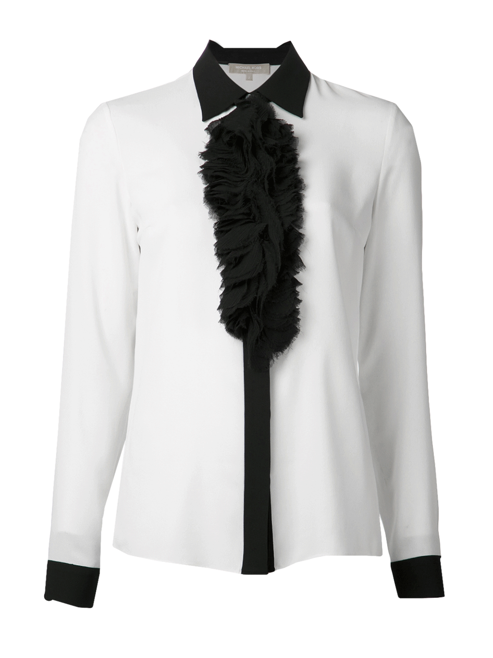 MICHAEL KORS-Chiffon Ruffle Front Top-WHITE