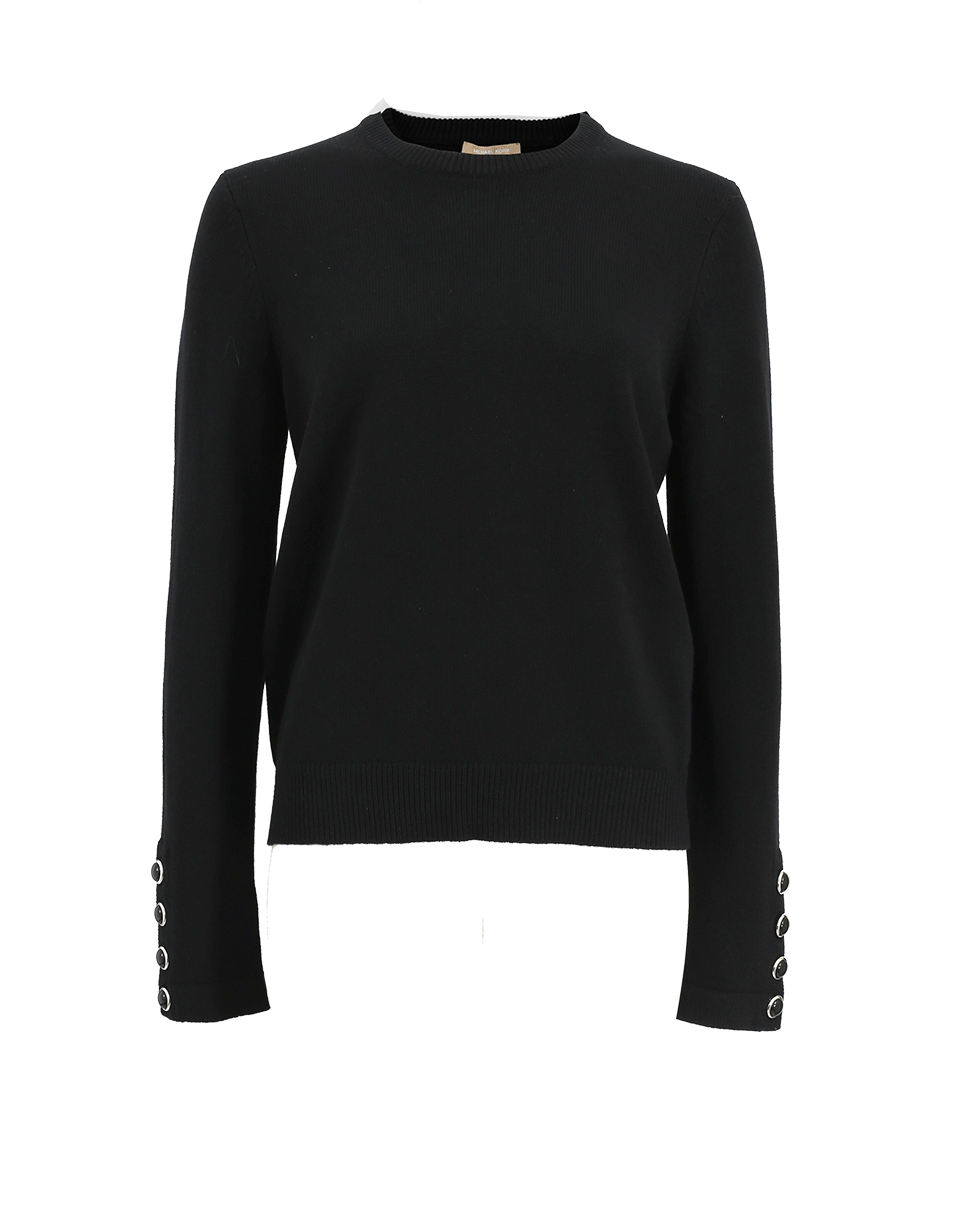 MICHAEL KORS-Button Cuff Pullover-BLACK