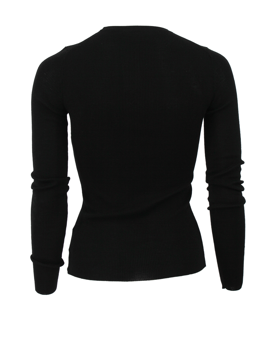 MICHAEL KORS-Long Sleeve Featherweight Merino Crew-BLACK