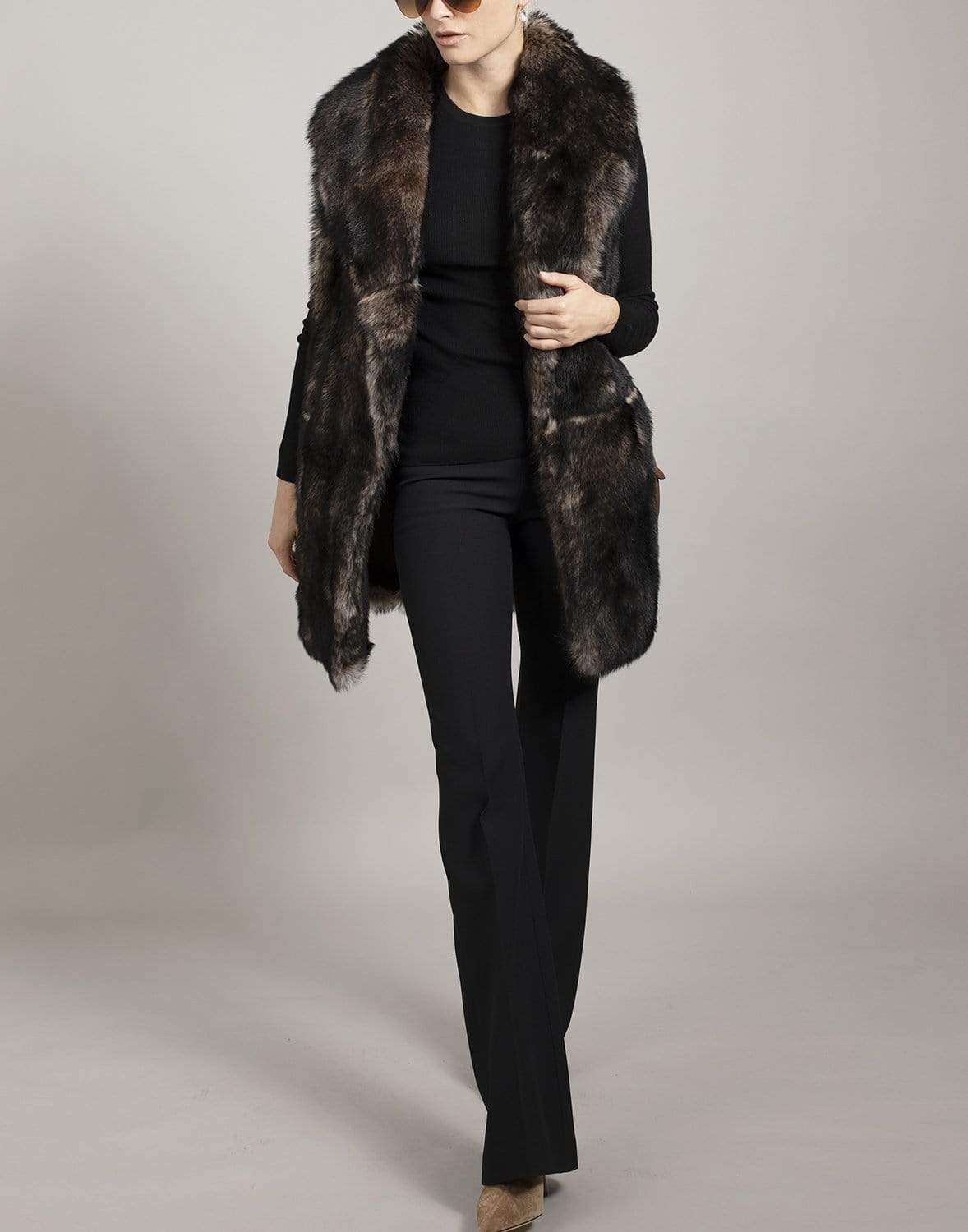 MICHAEL KORS-Tissue Cashmere Ribbed Crewneck-BLACK
