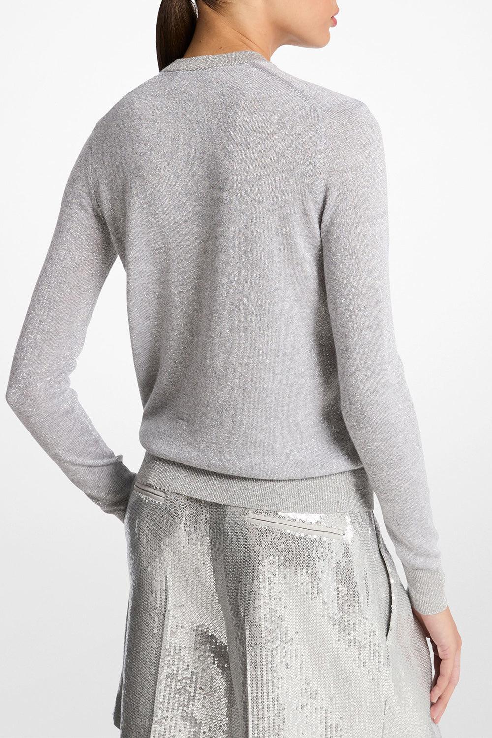 MICHAEL KORS COLLECTION-V Neck Sweater - Pearl Silver-