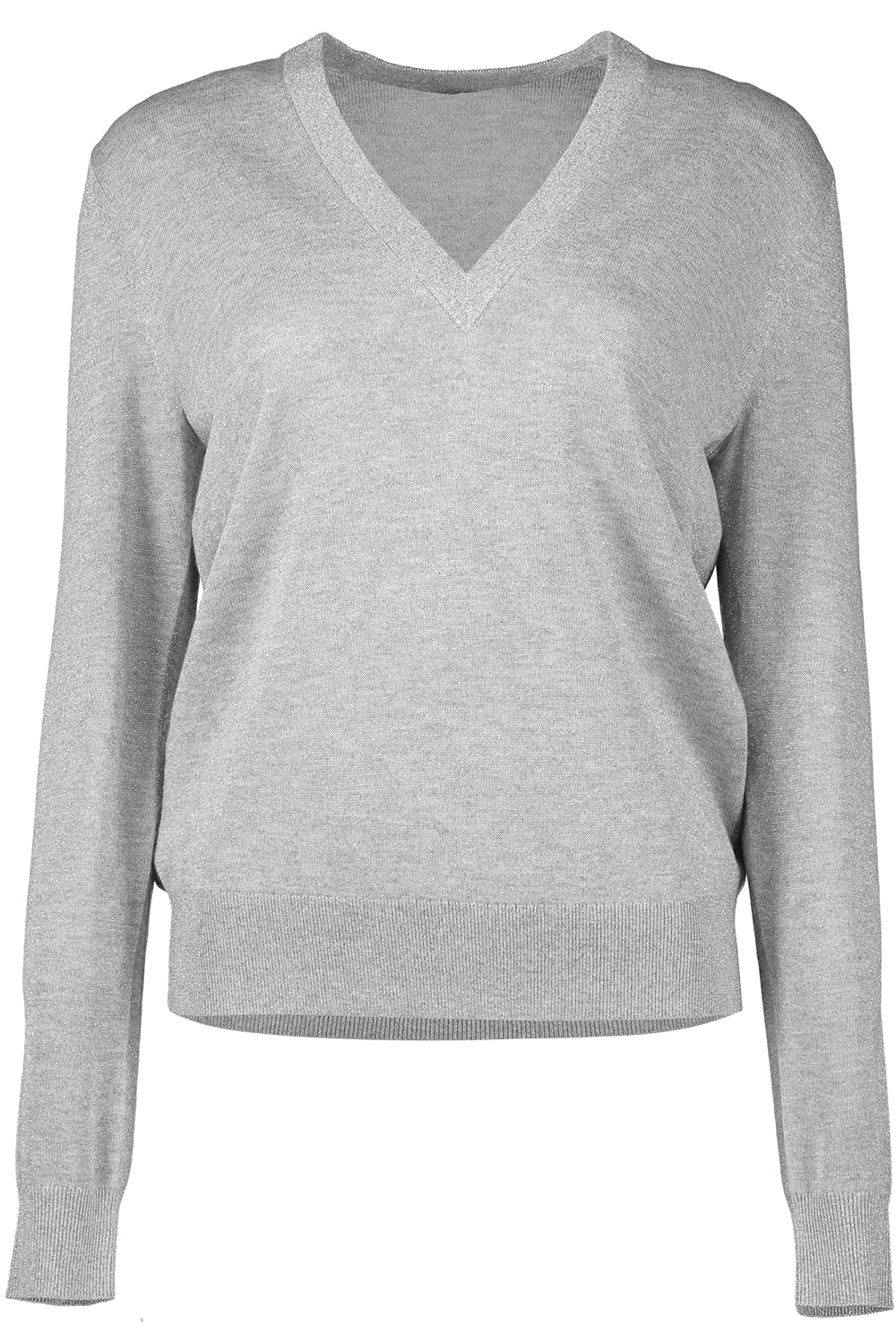 MICHAEL KORS COLLECTION-V Neck Sweater - Pearl Silver-