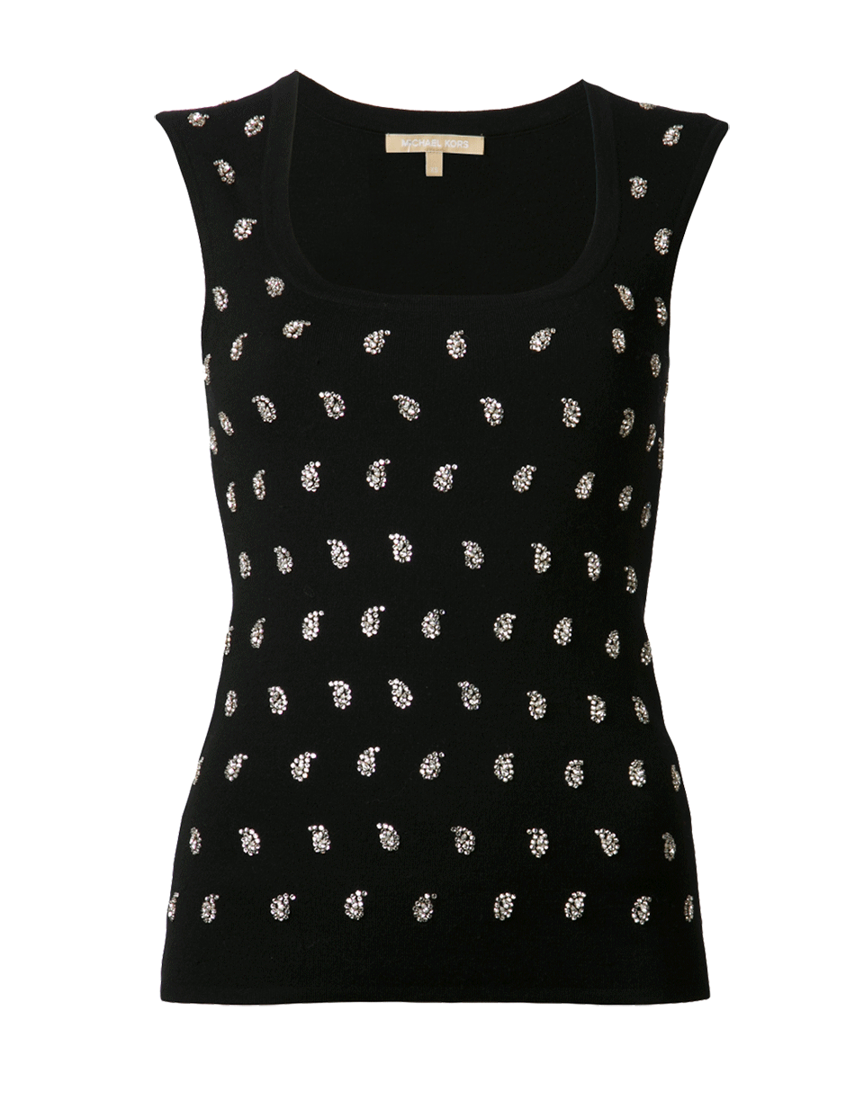 MICHAEL KORS-Beaded Scoop Neck Tank-