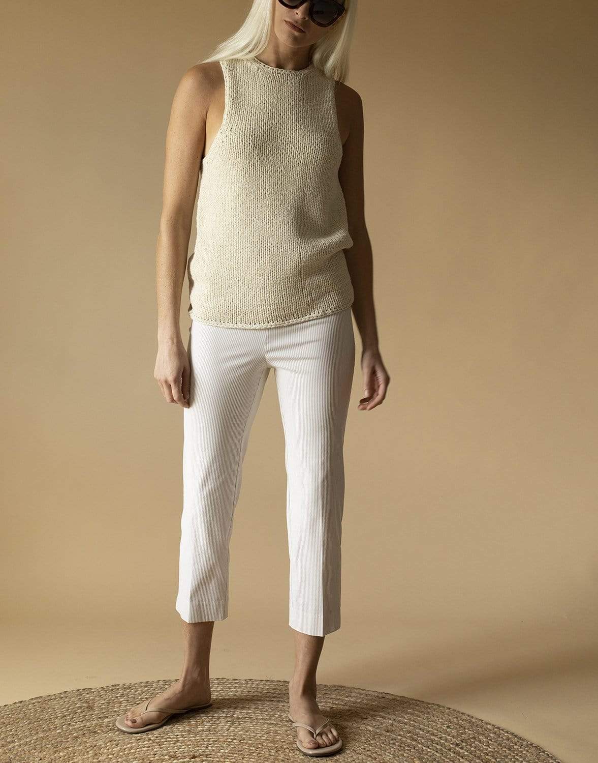 MICHAEL KORS-Ecru Handknit Tank-