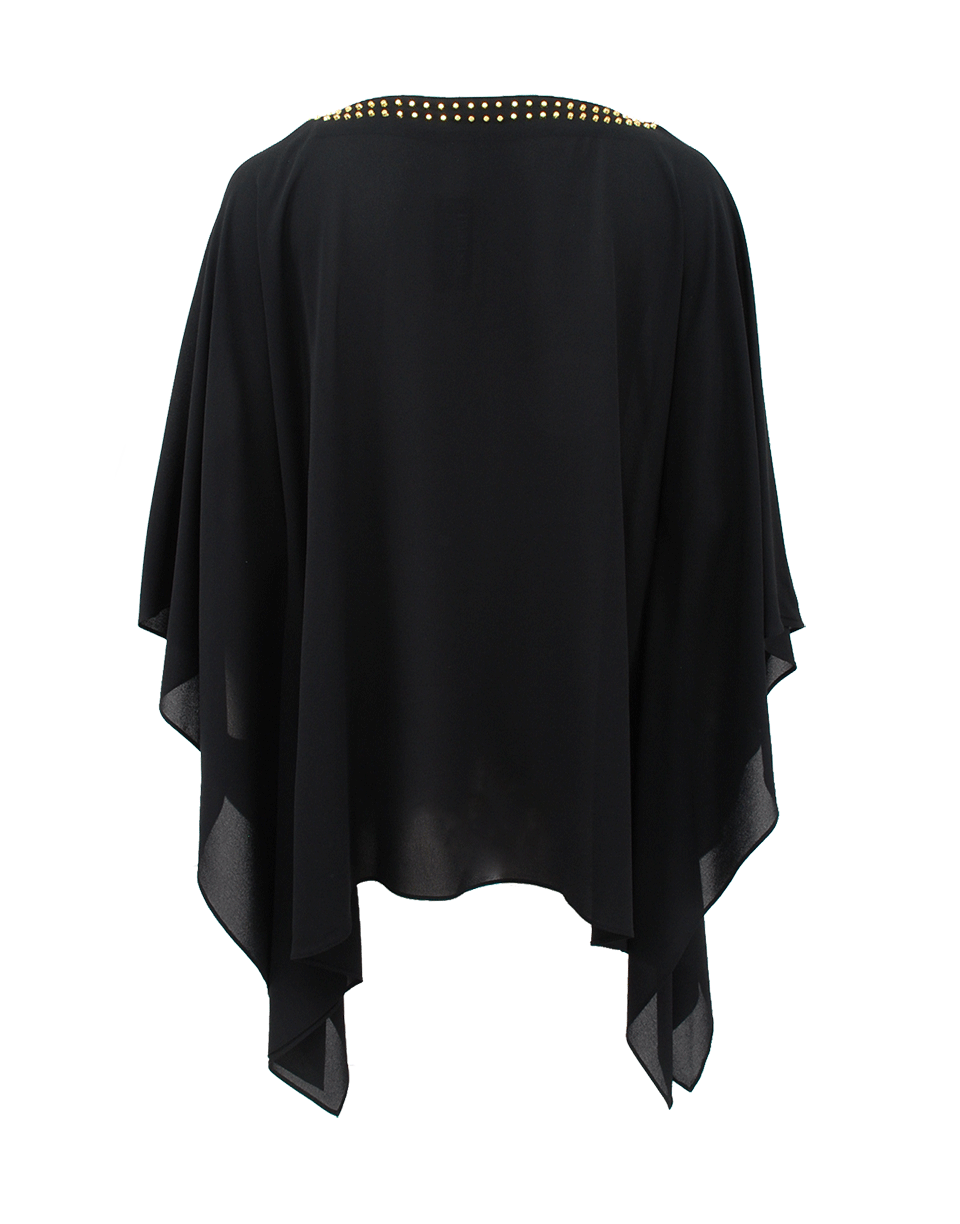 MICHAEL KORS-Studded Boatneck Tunic-BLACK