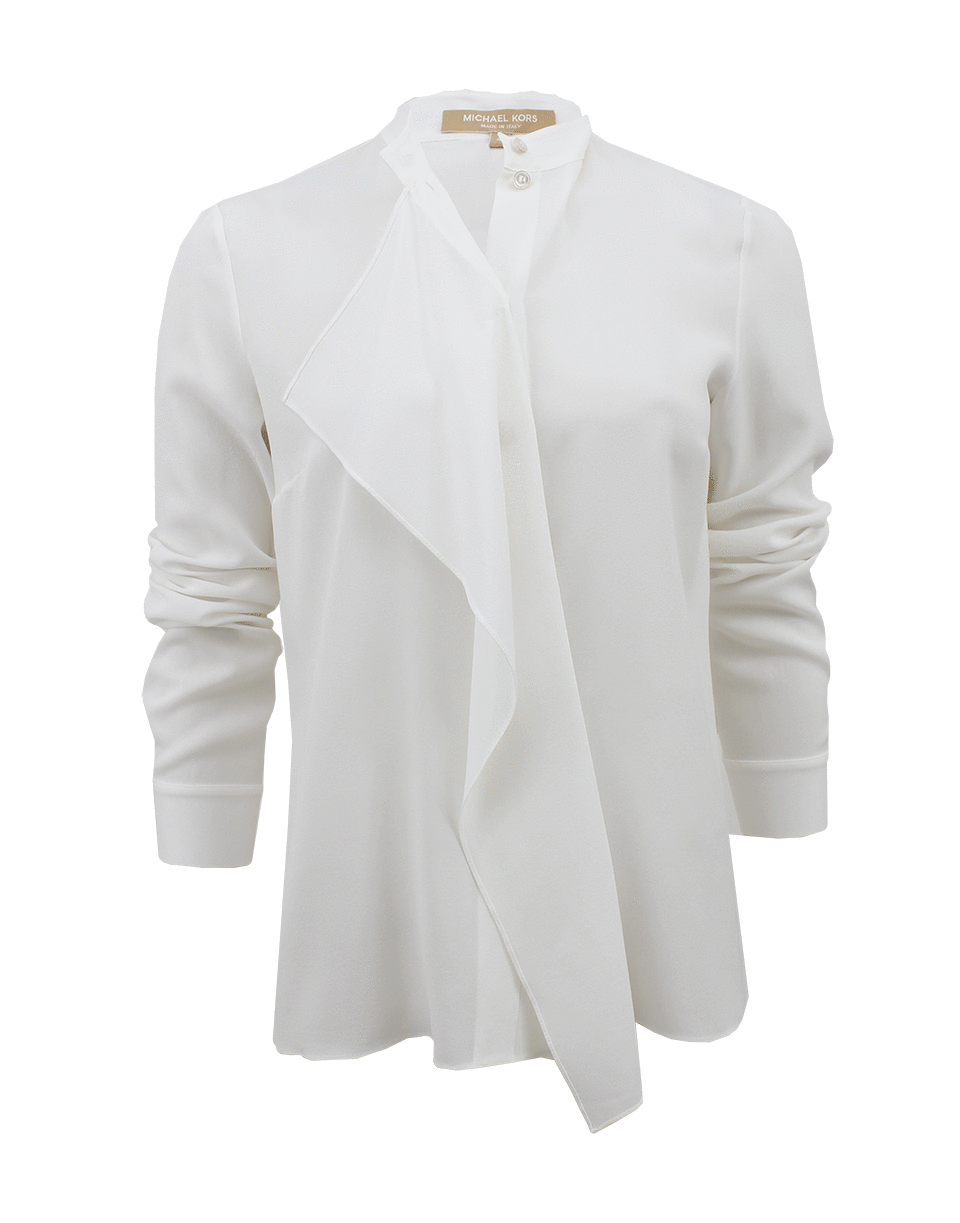 MICHAEL KORS-Long Sleeve Drape Silk Tunic-