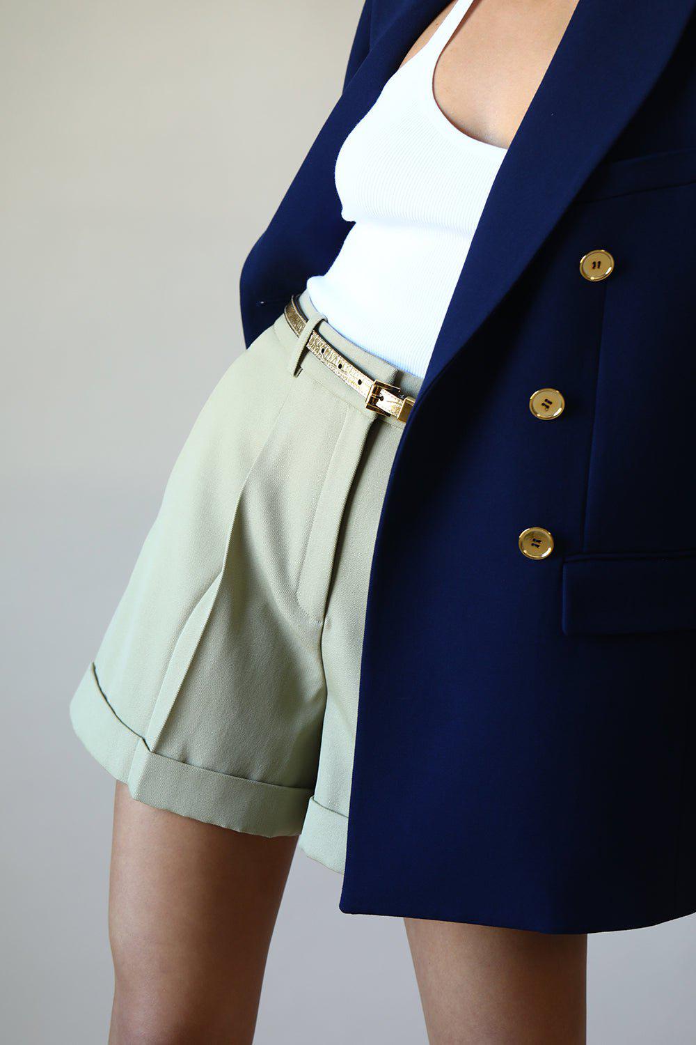 MICHAEL KORS COLLECTION-Metallic Embossed Leather Belt-