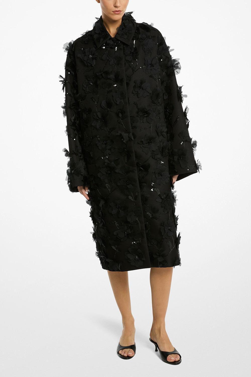 Floral Oversized Balmacaan-BLACK-XS-CLOTHINGCOATLONG-MICHAEL KORS COLLECTION