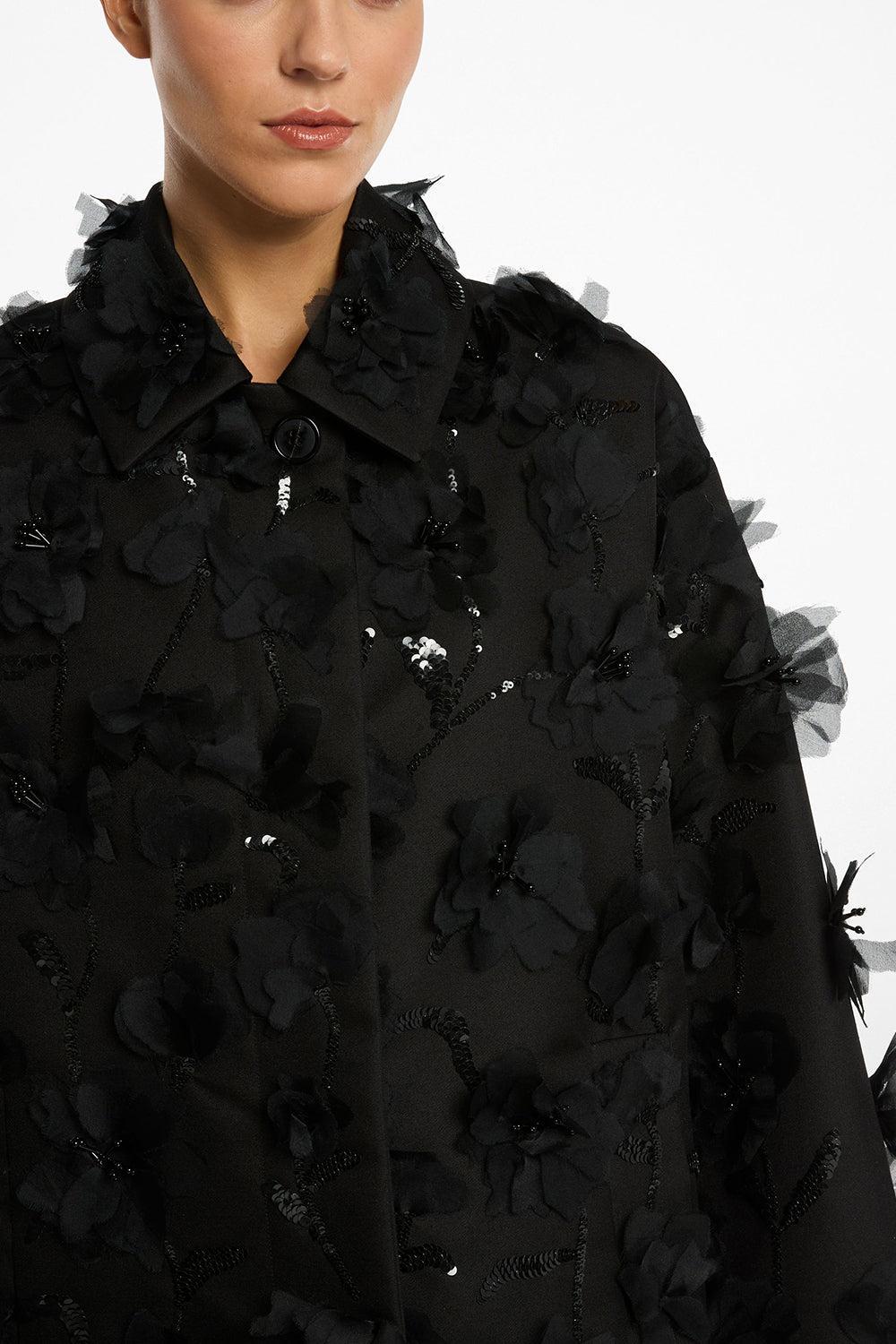 Floral Oversized Balmacaan-BLACK-XS-CLOTHINGCOATLONG-MICHAEL KORS COLLECTION